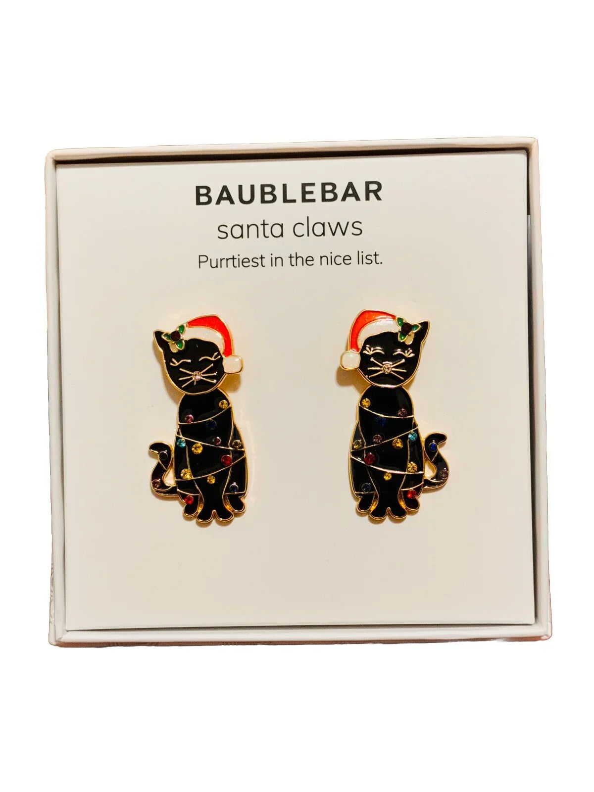BaubleBar Christmas Earrings, Santa Kitty Cat Ornament Mischief Party Cute Stud - Trendiez U ♥ 