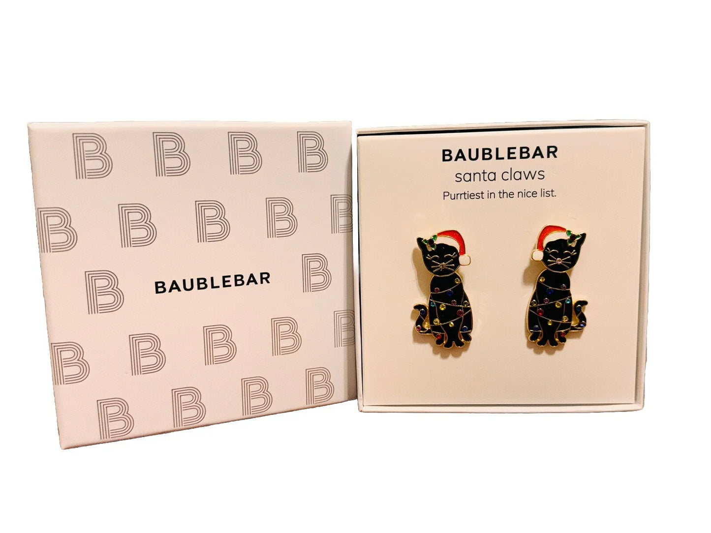 BaubleBar Christmas Earrings, Santa Kitty Cat Ornament Mischief Party Cute Stud - Trendiez U ♥ 