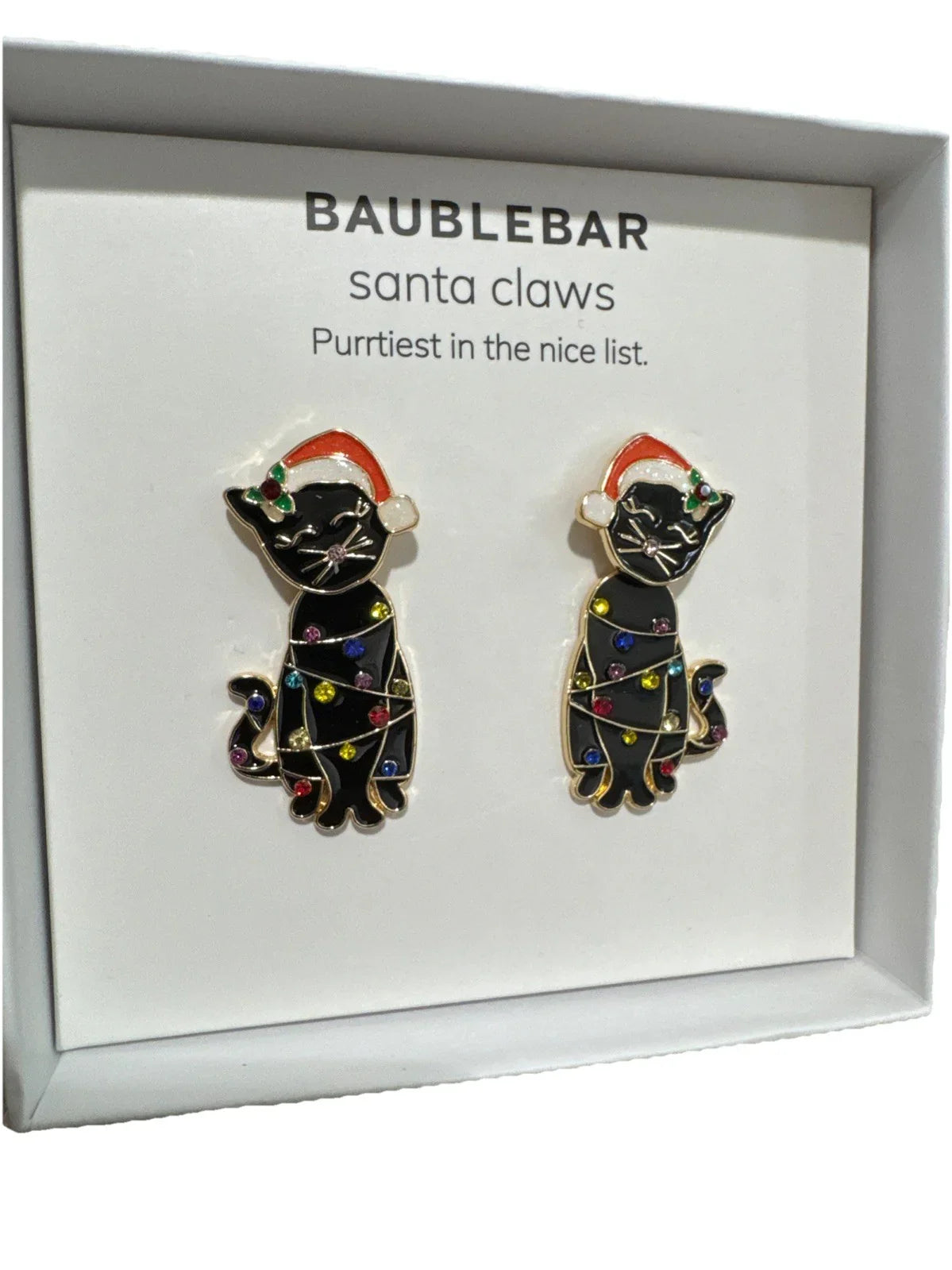 BaubleBar Christmas Earrings, Santa Kitty Cat Ornament Mischief Party Cute Stud - Trendiez U ♥ 