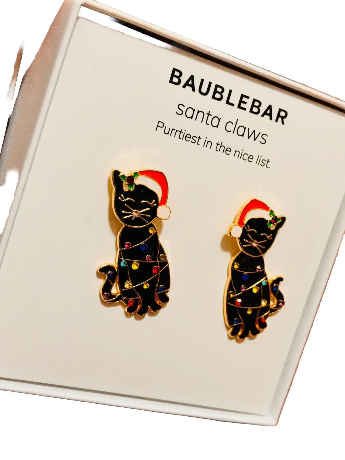 BaubleBar Christmas Earrings, Santa Kitty Cat Ornament Mischief Party Cute Stud - Trendiez U ♥ 