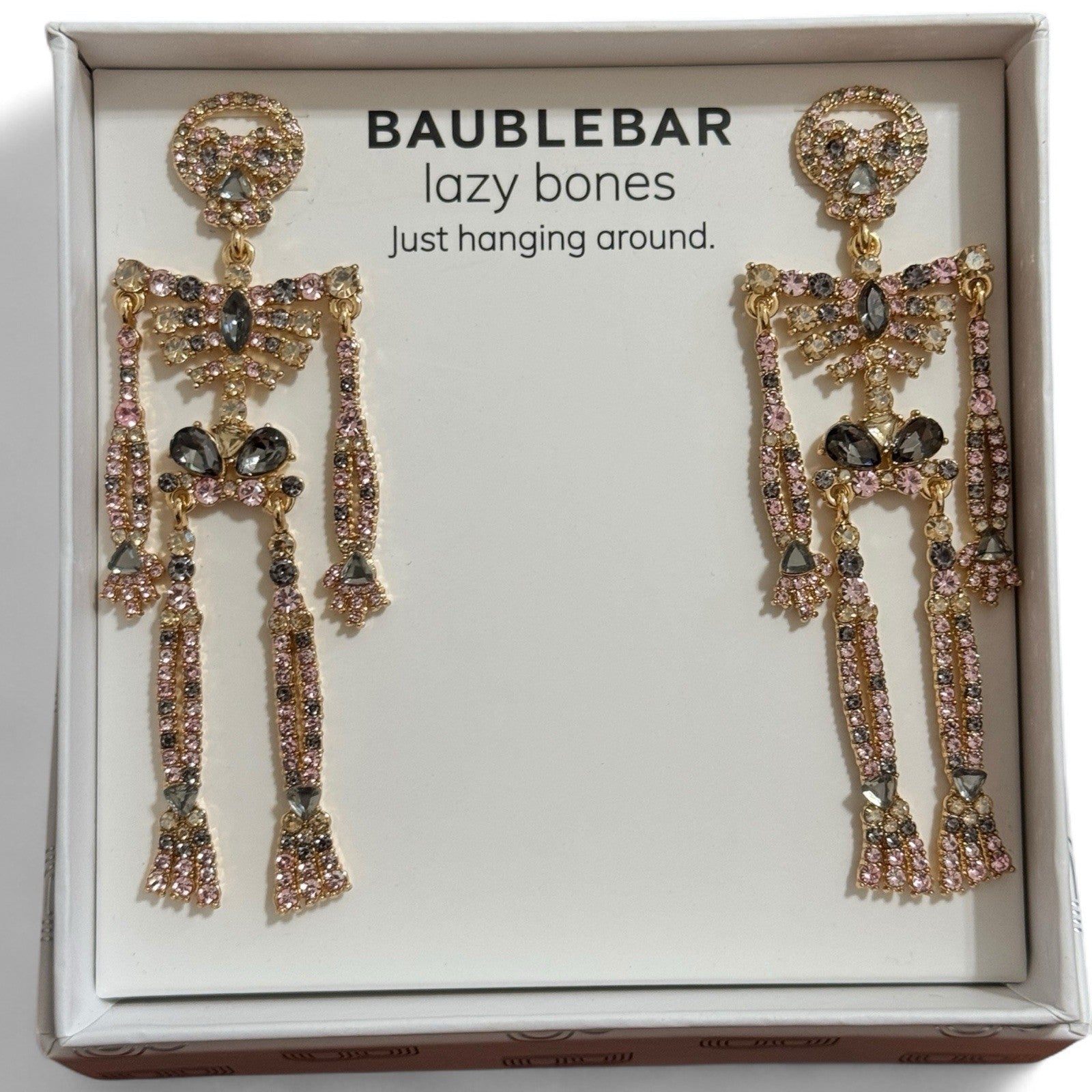 BaubleBar Rhinestone Skeleton Earrings – Halloween Statement Jewelry - Trendiez U ♥ 