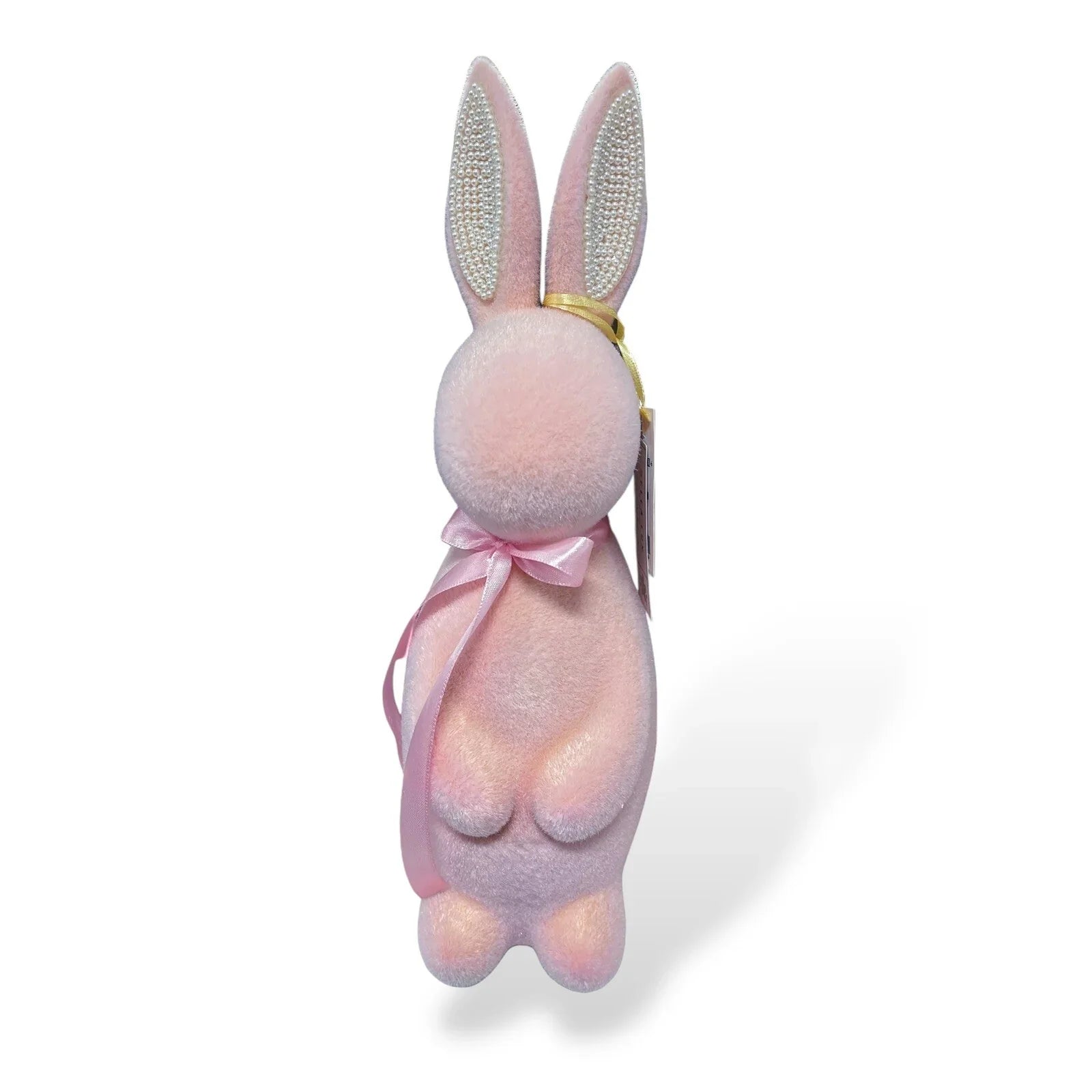 Bella Lux Easter Bunny Pink Pastel w/ Pearled Ears Easter Figurine 14” - Trendiez U ♥ 