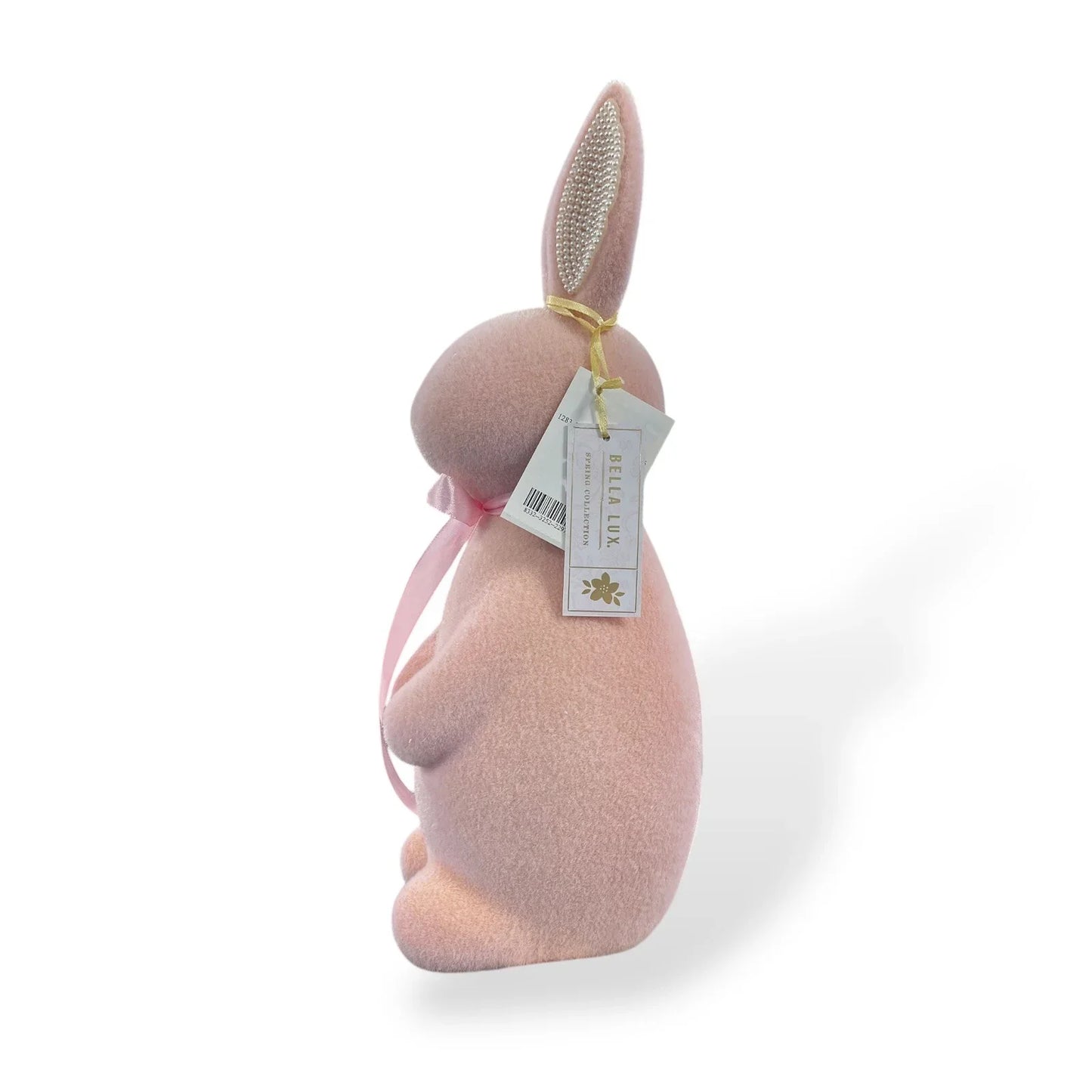 Bella Lux Easter Bunny Pink Pastel w/ Pearled Ears Easter Figurine 14” - Trendiez U ♥ 