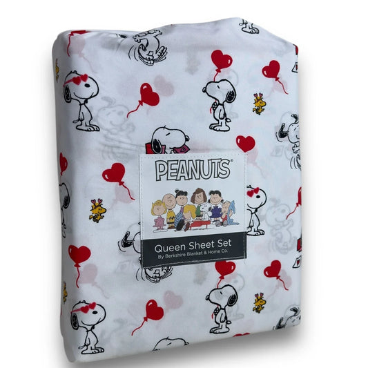 Berkshire Peanuts Snoopy Woodstock Valentines 4 PC QUEEN Sheet Set Hearts Love - Trendiez U ♥ 