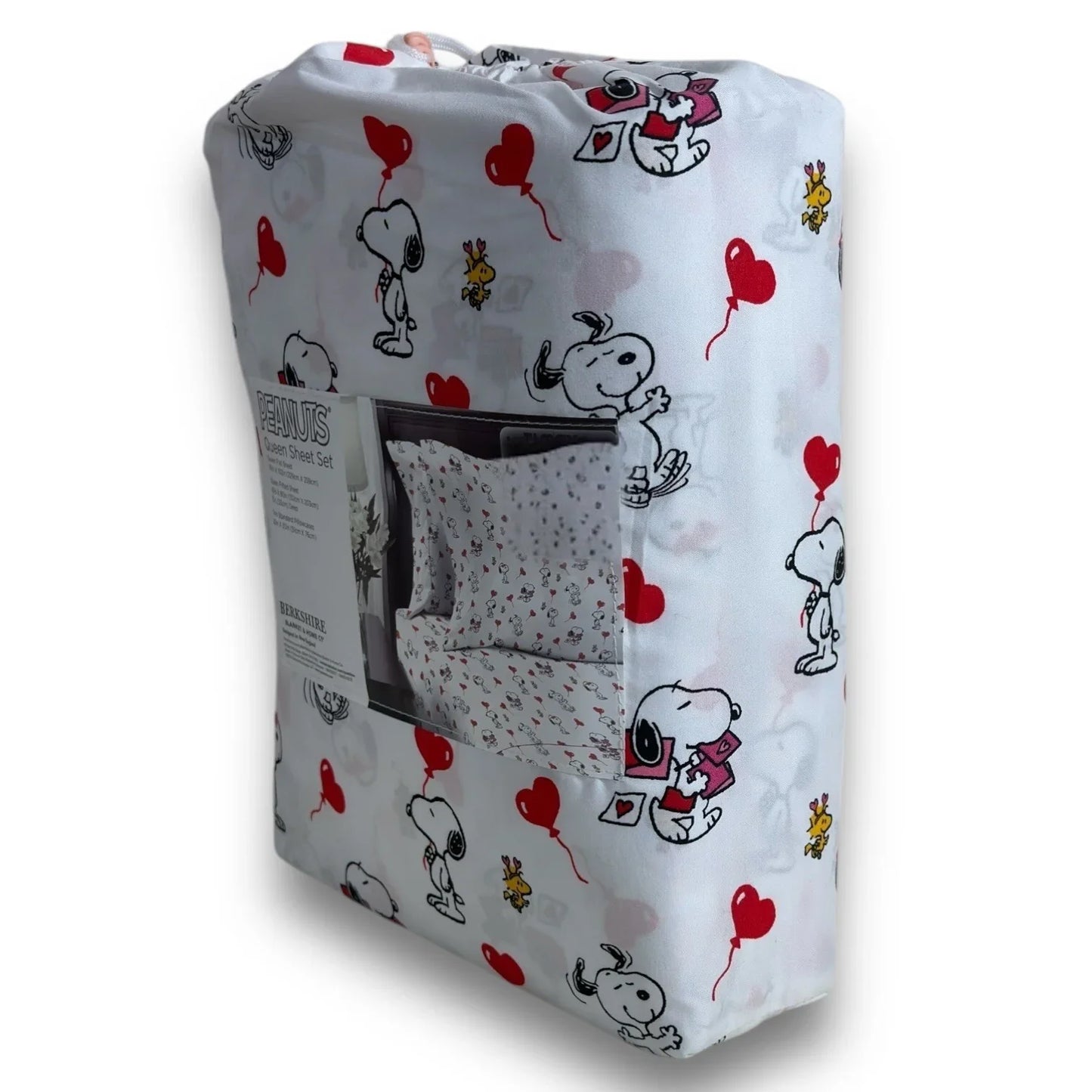 Berkshire Peanuts Snoopy Woodstock Valentines 4 PC QUEEN Sheet Set Hearts Love - Trendiez U ♥ 