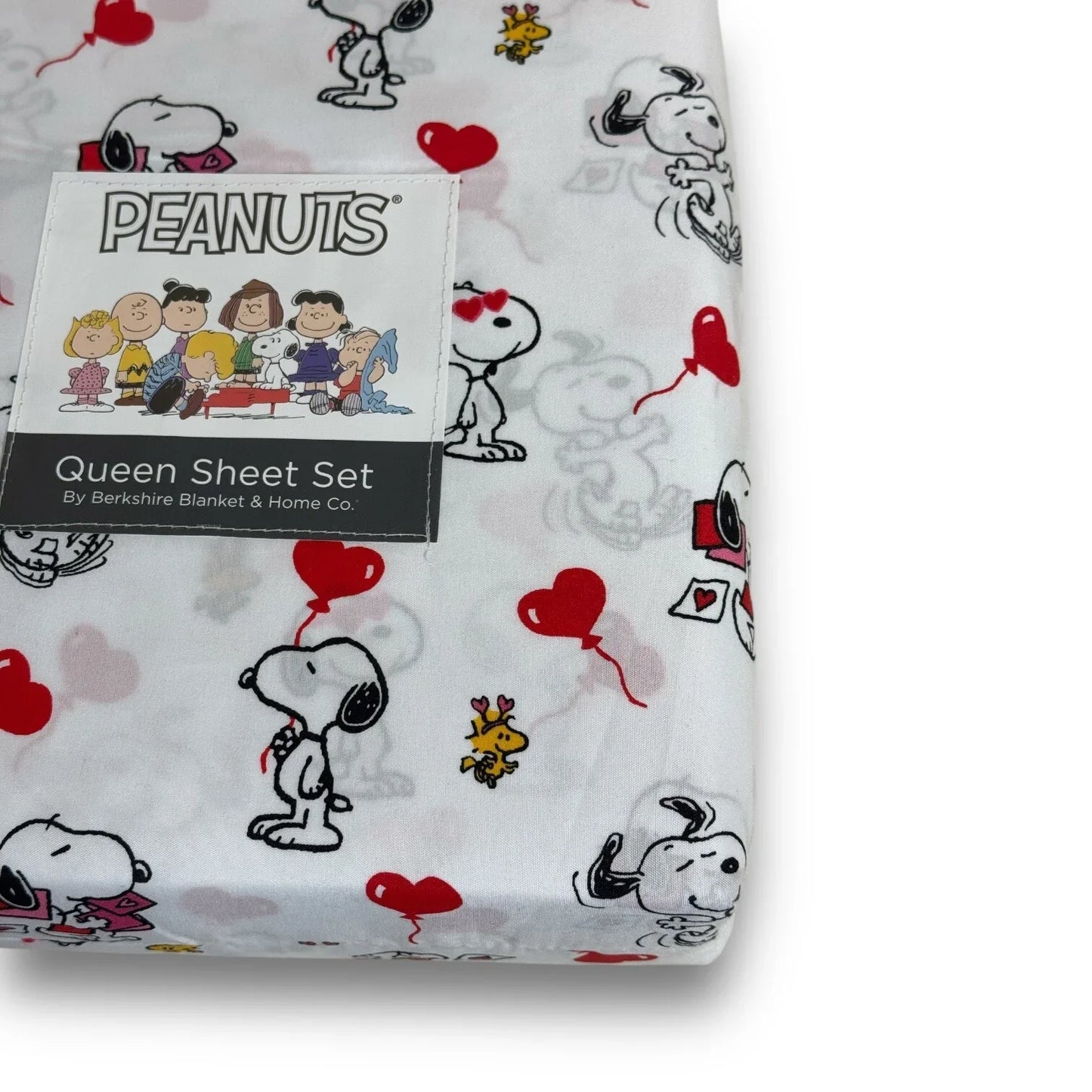 Berkshire Peanuts Snoopy Woodstock Valentines 4 PC QUEEN Sheet Set Hearts Love - Trendiez U ♥ 