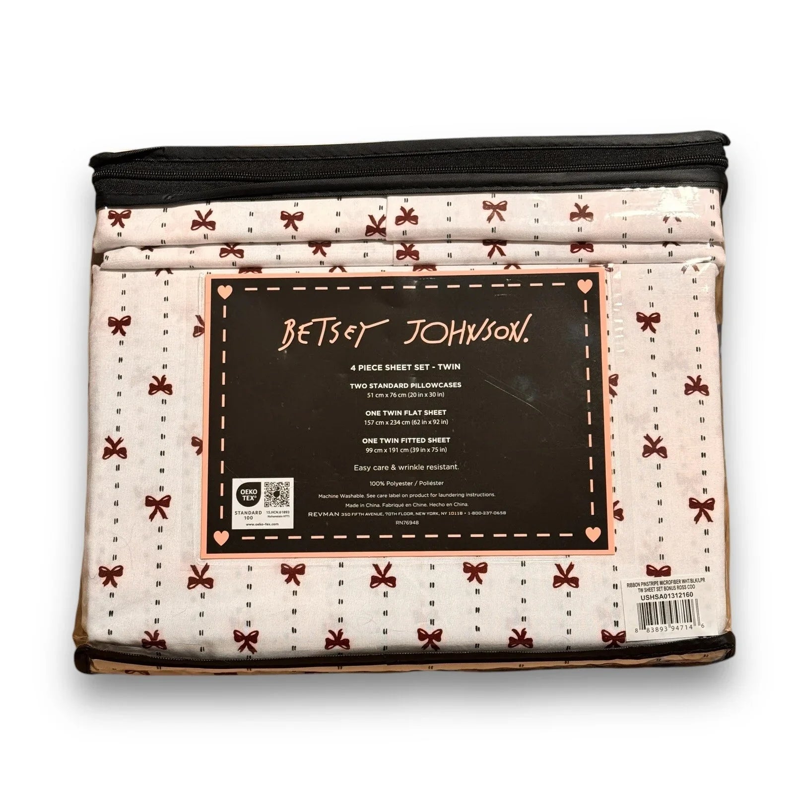 Betsey Johnson 4-Piece Twin Sheet Set – Ribbon Bows Christmas Design - Trendiez U ♥ 