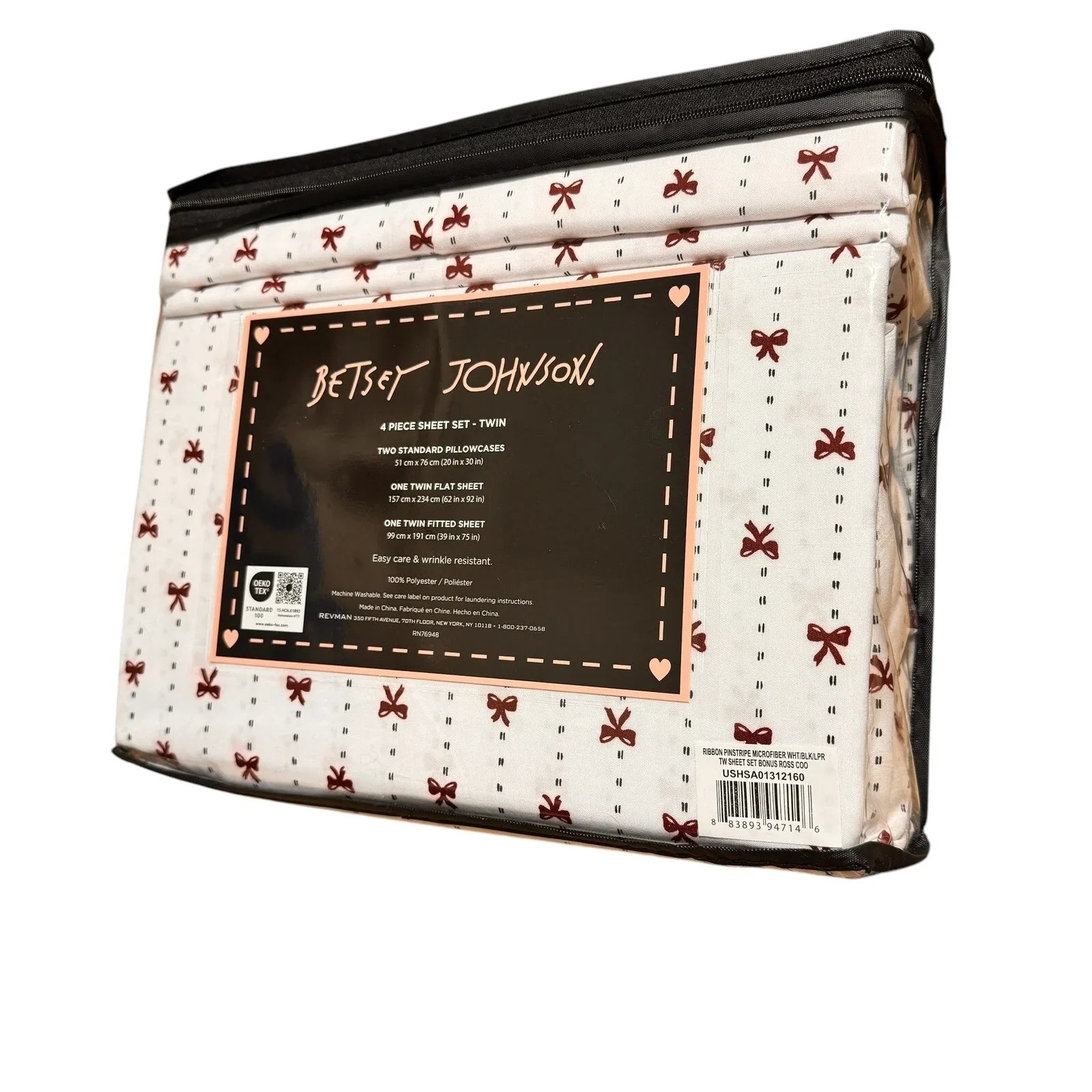 Betsey Johnson 4-Piece Twin Sheet Set – Ribbon Bows Christmas Design - Trendiez U ♥ 