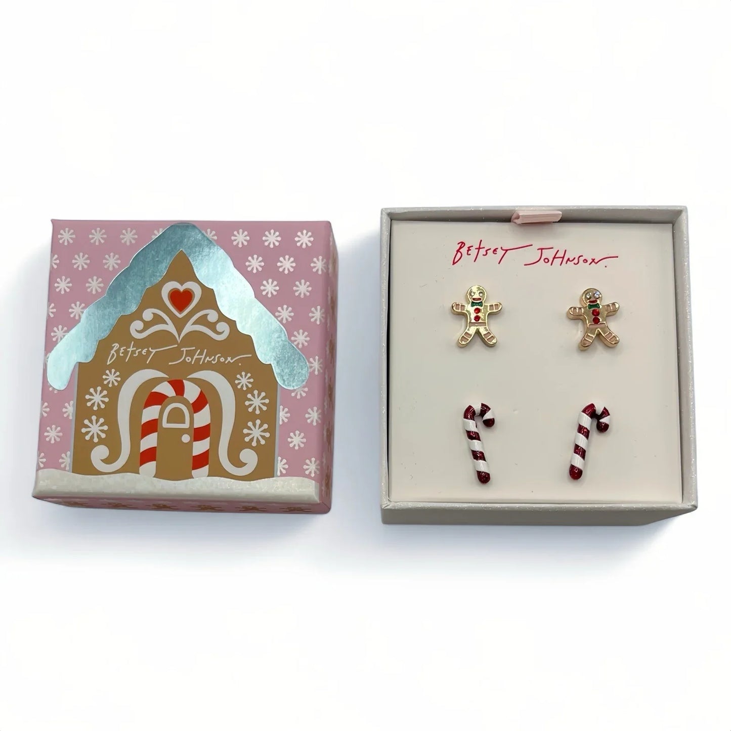 Betsey Johnson Christmas Earrings Gingerbread man & Candy Cane - Trendiez U ♥ 