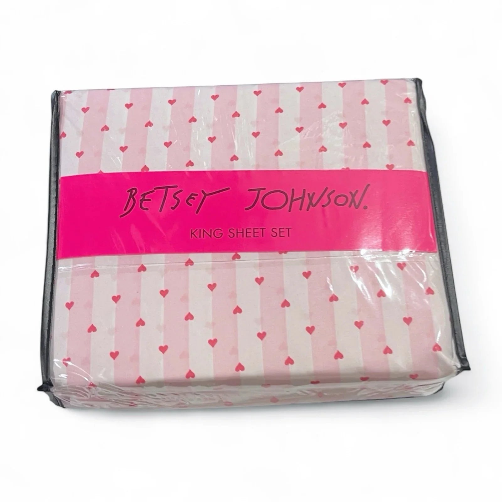 Betsey Johnson Pink Striped Hearts King Sheet Set - Trendiez U ♥ 