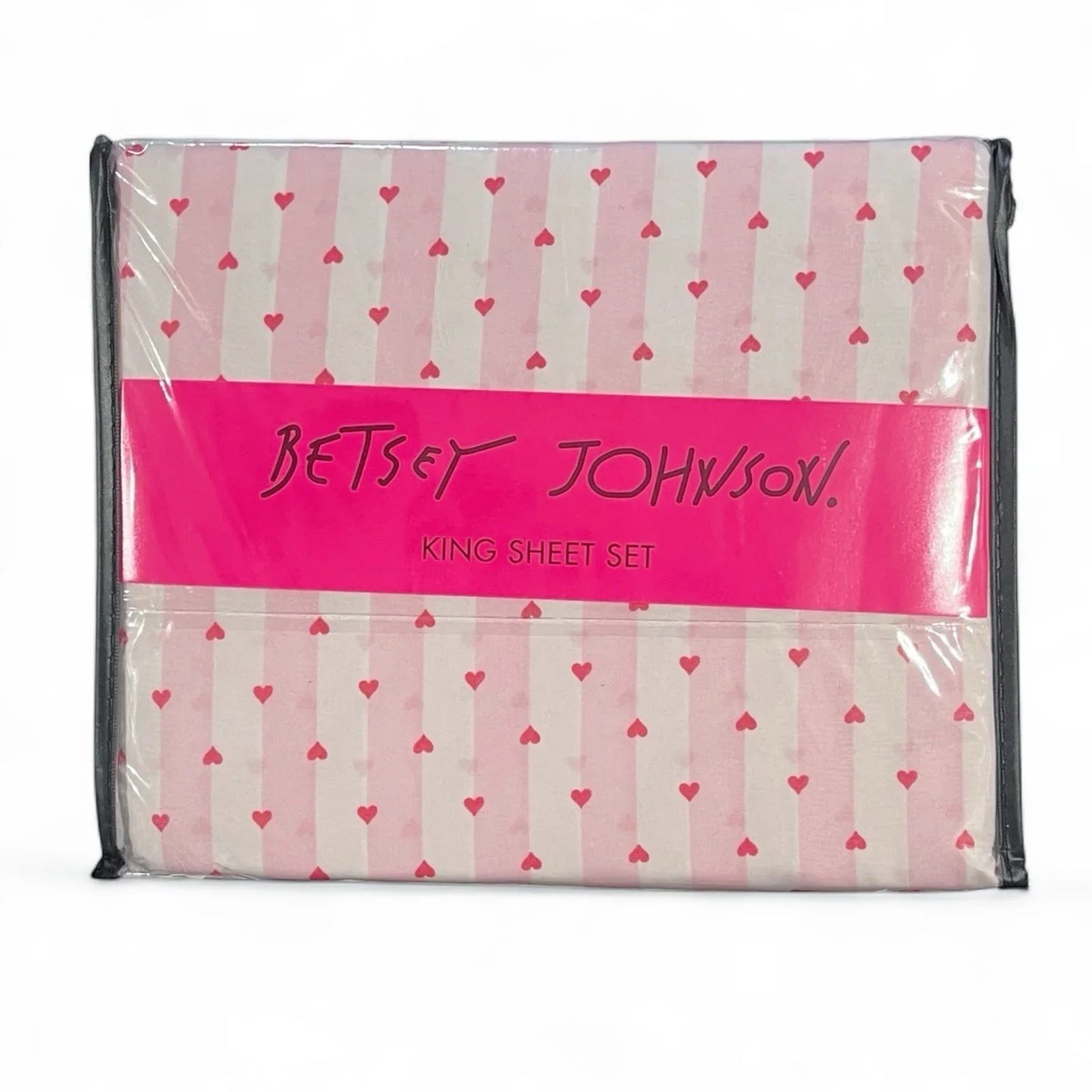 Betsey Johnson Pink Striped Hearts King Sheet Set - Trendiez U ♥ 