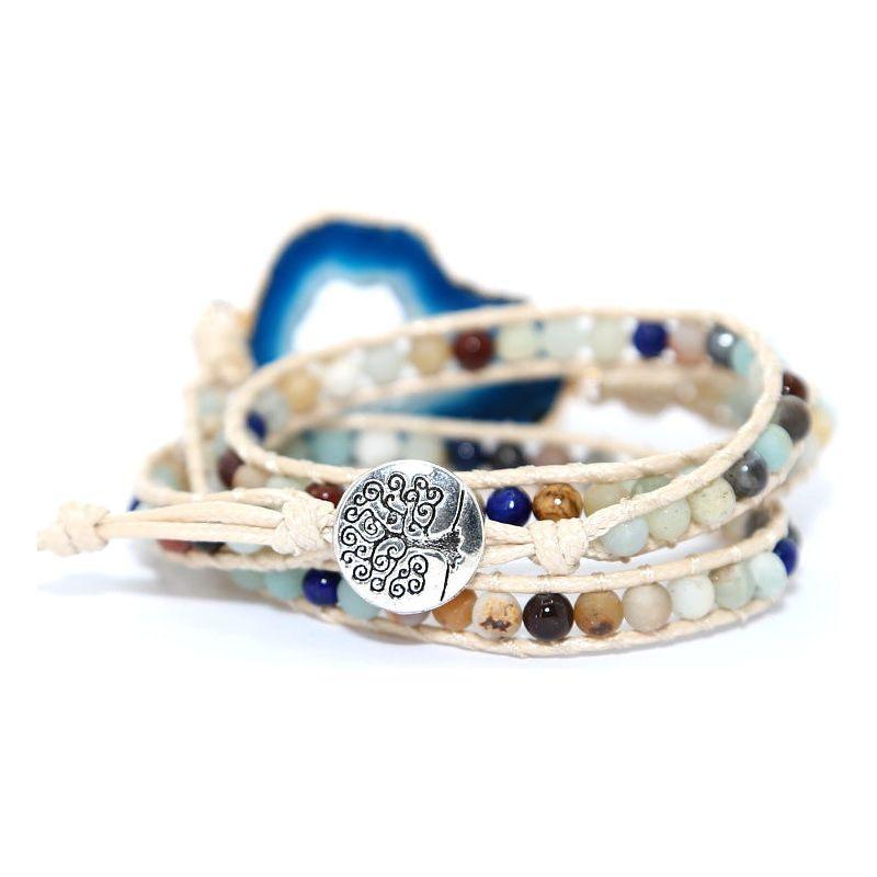 Blue Agate Crystal Ocean Beaded Bracelet - Trendiez U ♥ 