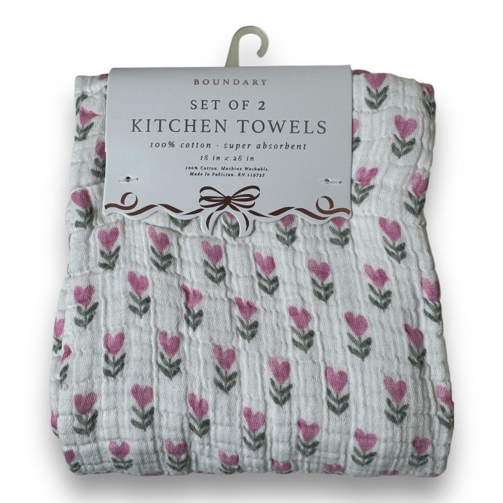Boundary Pink Floral Hearts 100% Cotton Absorbent Kitchen Towels - Trendiez U ♥ 
