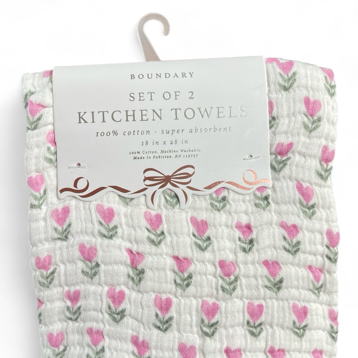 Boundary Pink Floral Hearts 100% Cotton Absorbent Kitchen Towels - Trendiez U ♥ 