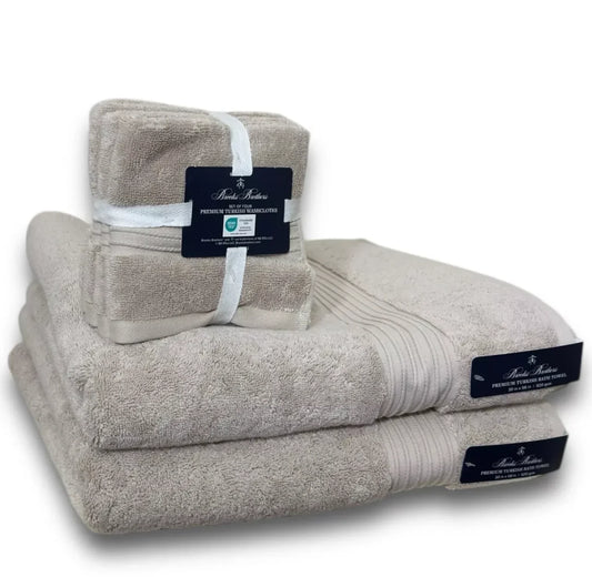 Brooks Brothers 6-Piece Premium Turkish Taupe Bath Towel Set - Trendiez U ♥ 