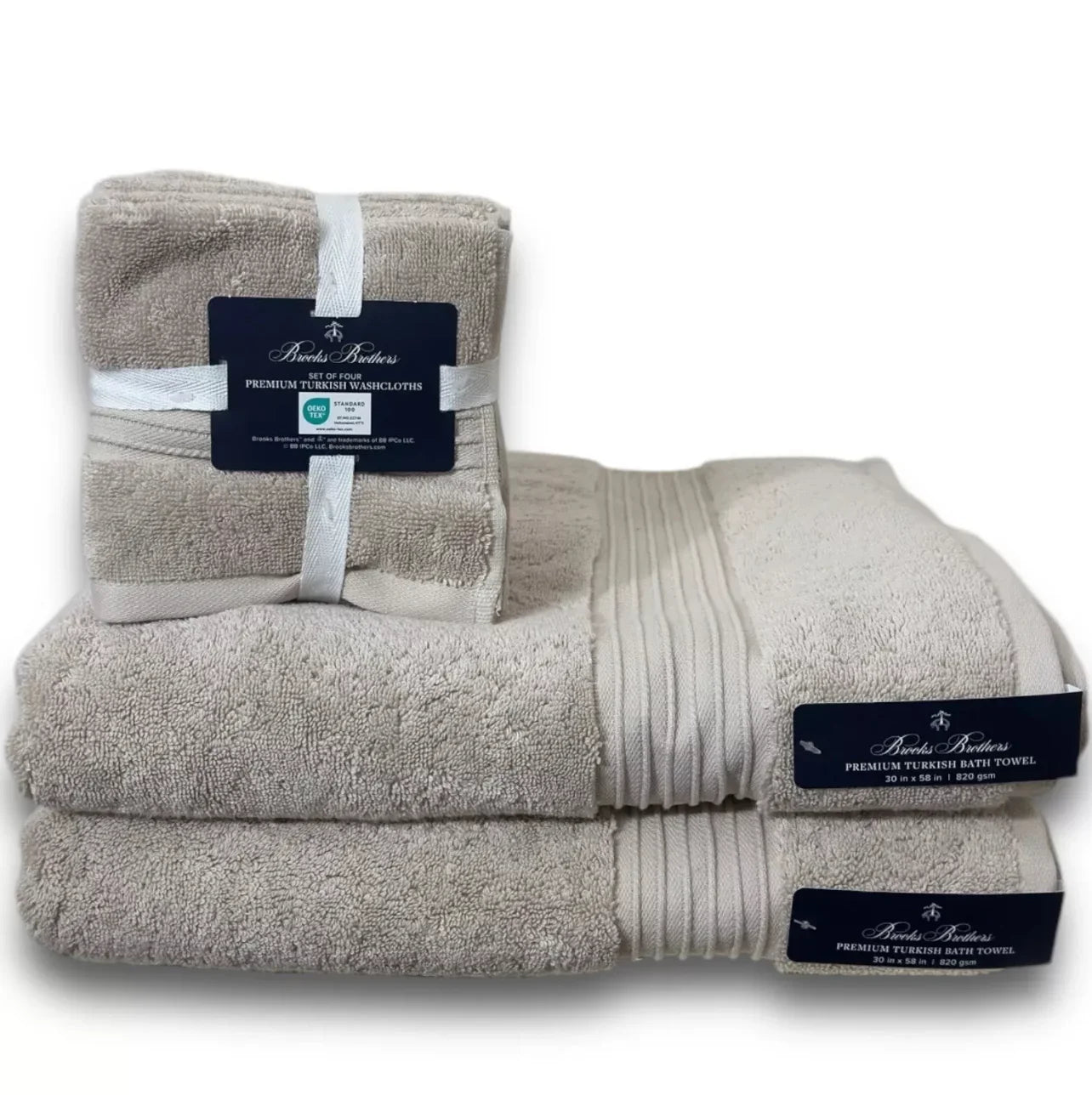 Brooks Brothers 6-Piece Premium Turkish Taupe Bath Towel Set - Trendiez U ♥ 