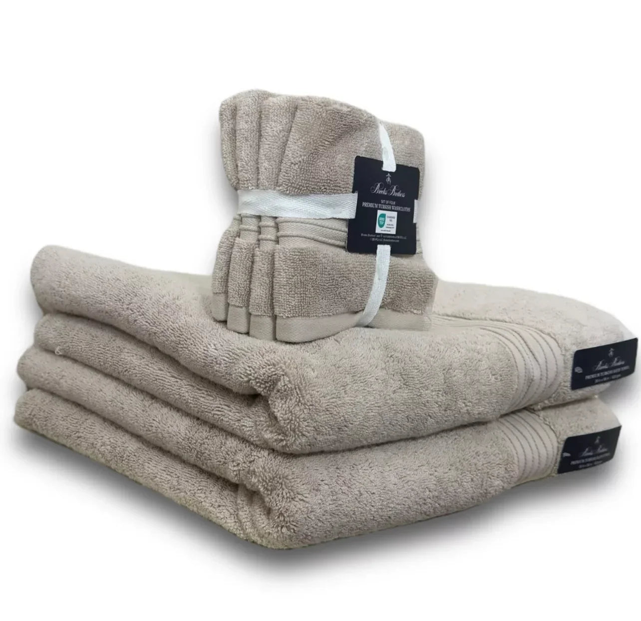 Brooks Brothers 6-Piece Premium Turkish Taupe Bath Towel Set - Trendiez U ♥ 