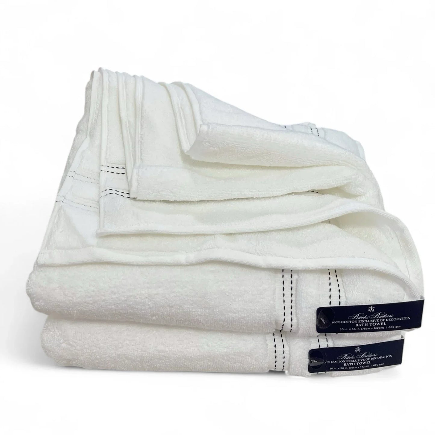 Brooks Brothers 8-Piece Bath Towel Set – White 100% Cotton - Trendiez U ♥ 