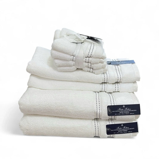 Brooks Brothers 8-Piece Bath Towel Set – White 100% Cotton - Trendiez U ♥ 