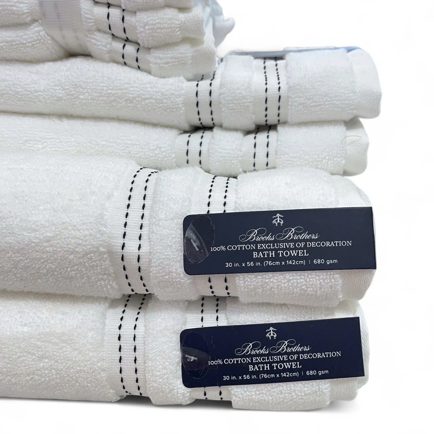 Brooks Brothers 8-Piece Bath Towel Set – White 100% Cotton - Trendiez U ♥ 