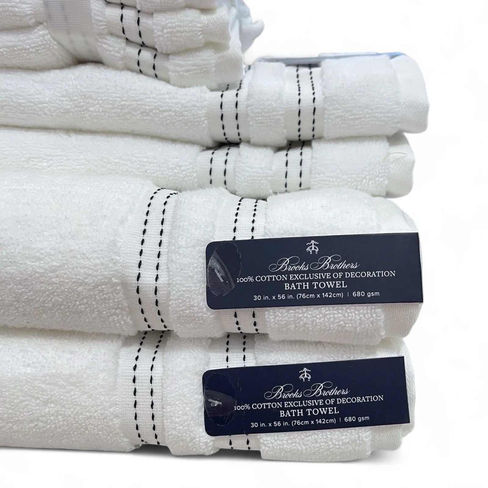 Brooks Brothers 8-Piece Bath Towel Set – White 100% Cotton - Trendiez U ♥ 