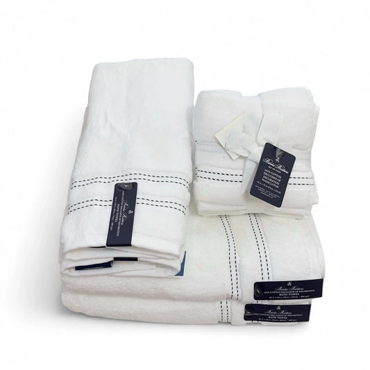 Brooks Brothers 8-Piece Bath Towel Set – White 100% Cotton - Trendiez U ♥ 
