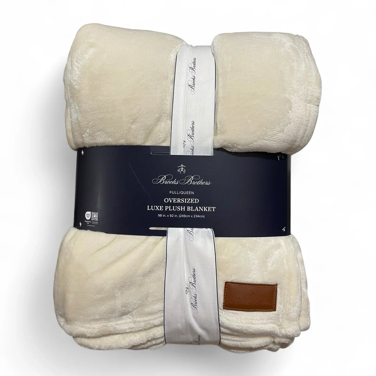 Brooks Brothers Cream Queen Blanket Couch Throw Oversized Luxe Plush 98x92” Soft - Trendiez U ♥ 
