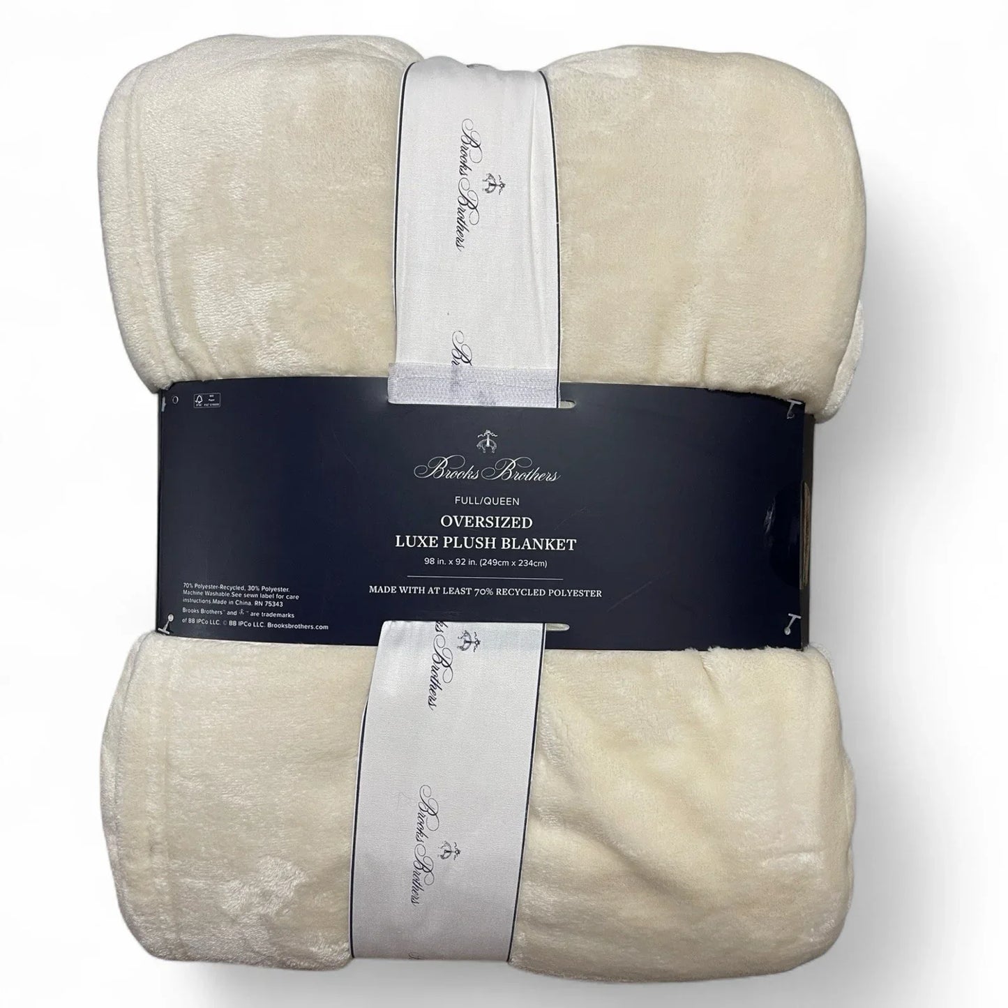 Brooks Brothers Cream Queen Blanket Couch Throw Oversized Luxe Plush 98x92” Soft - Trendiez U ♥ 