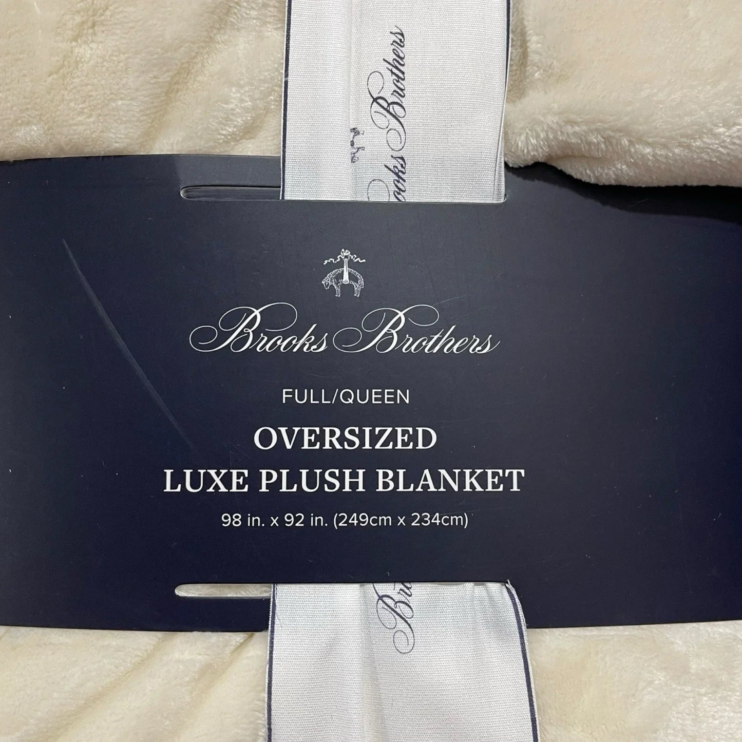 Brooks Brothers Cream Queen Blanket Couch Throw Oversized Luxe Plush 98x92” Soft - Trendiez U ♥ 