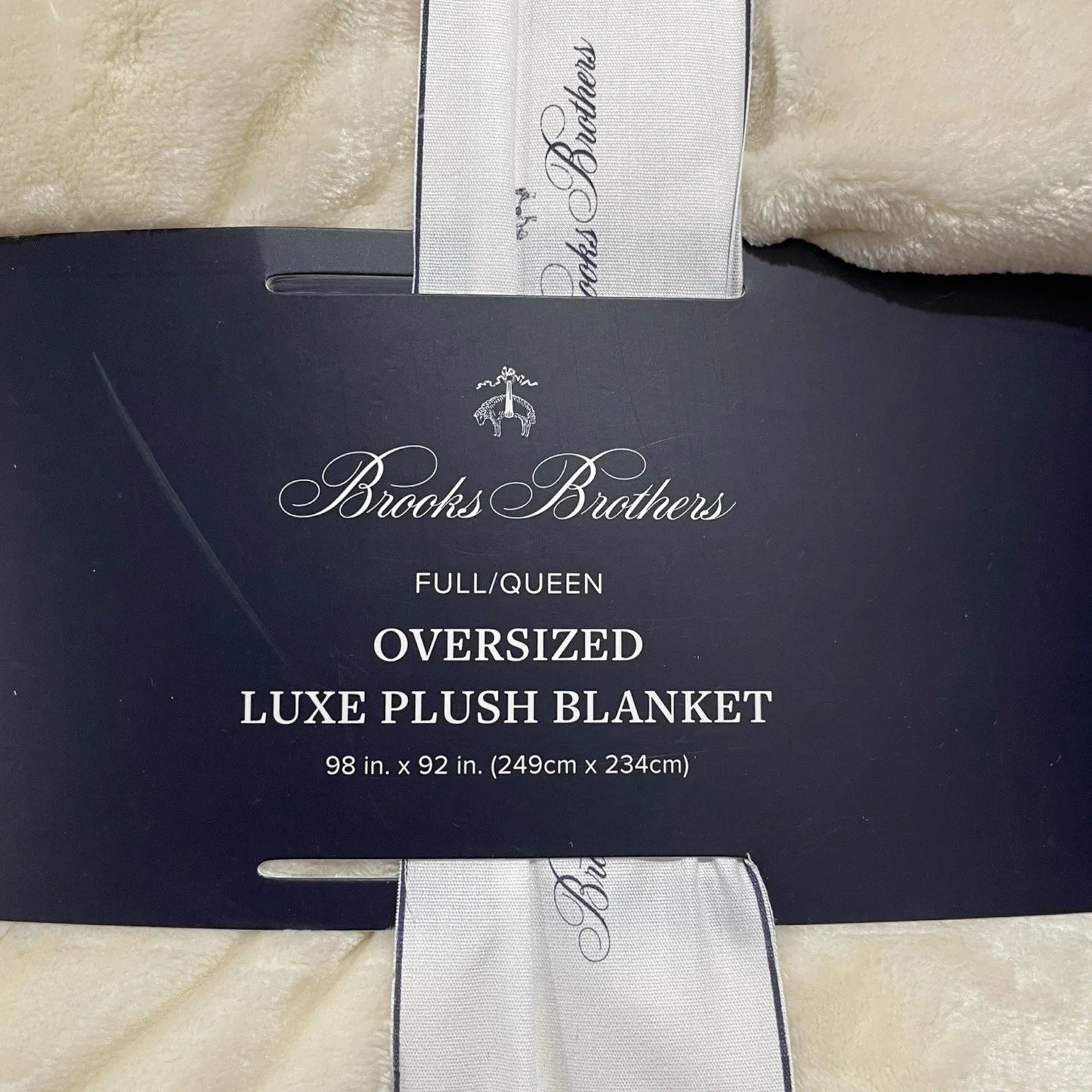 Brooks Brothers Cream Queen Blanket Couch Throw Oversized Luxe Plush 98x92” Soft - Trendiez U ♥ 