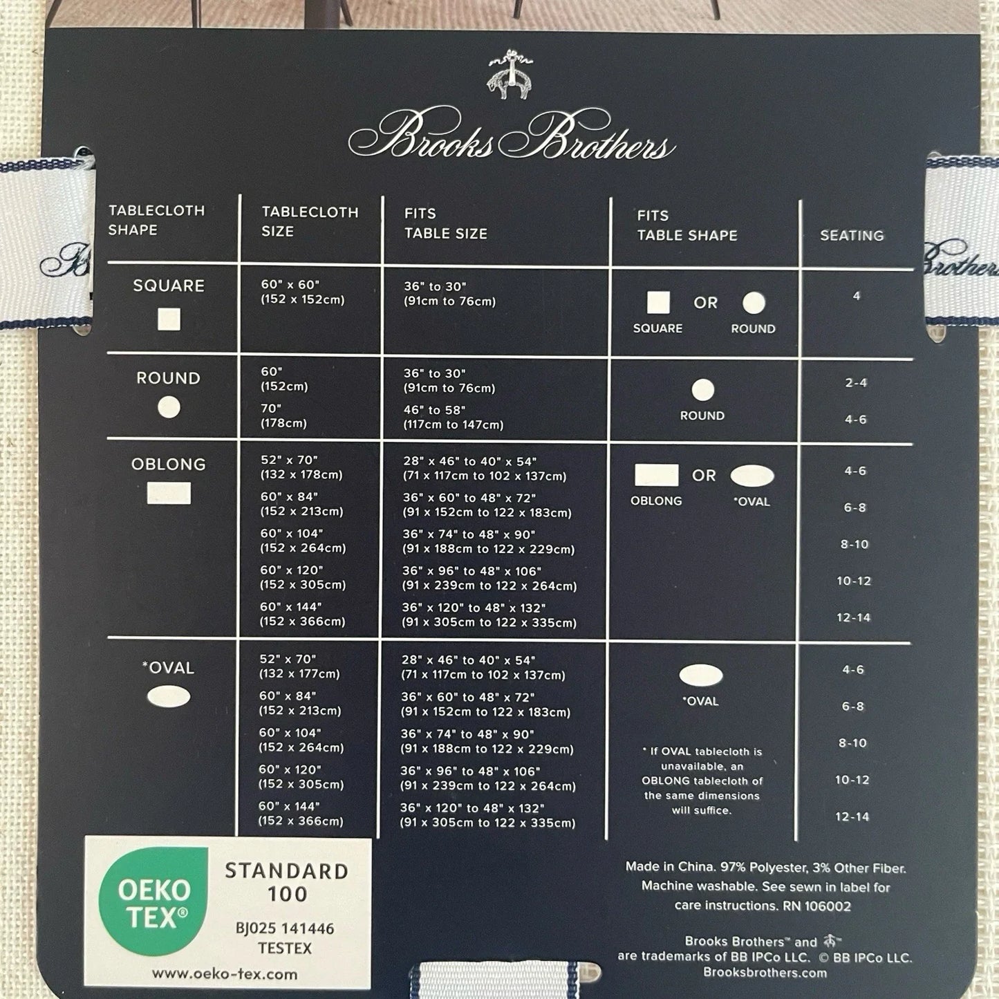 Brooks Brothers Cream Tablecloth Oblong 60”x102” Fringed Trims Classic Elegant - Trendiez U ♥ 