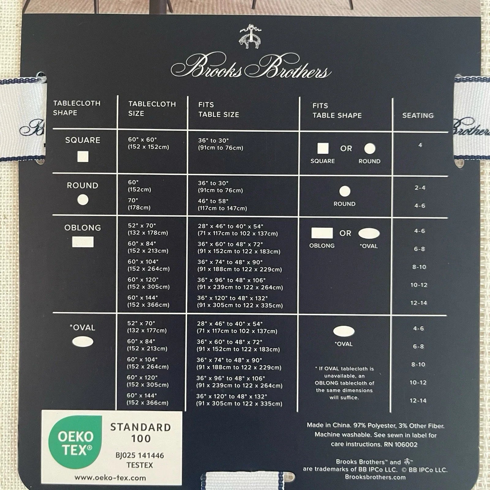 Brooks Brothers Cream Tablecloth Oblong 60”x102” Fringed Trims Classic Elegant - Trendiez U ♥ 