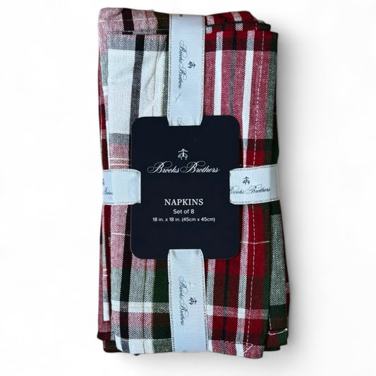 Brooks Brothers Table Napkins Christmas Plaid Cloth Holiday Red Green White Gold - Trendiez U ♥ 