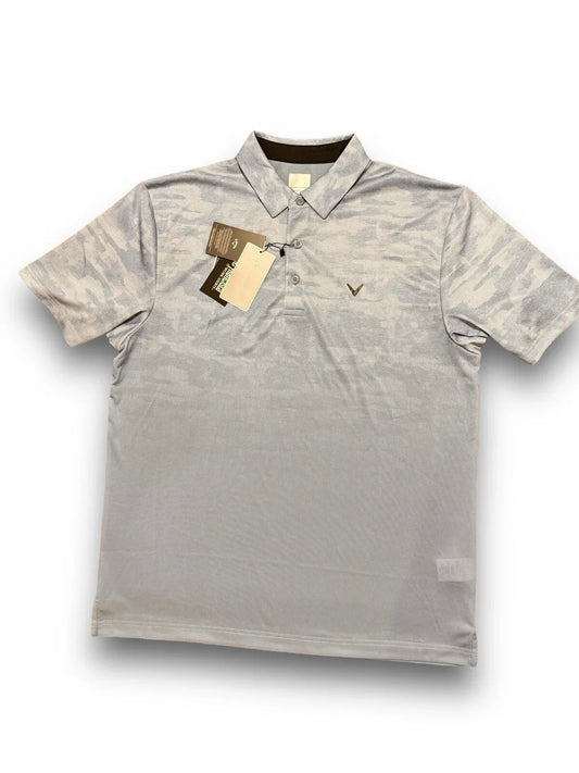 Callaway Mens Large Golf Henley Collar Polo Shirt Camo Blue Infinity Opti-Dri - Trendiez U ♥ 