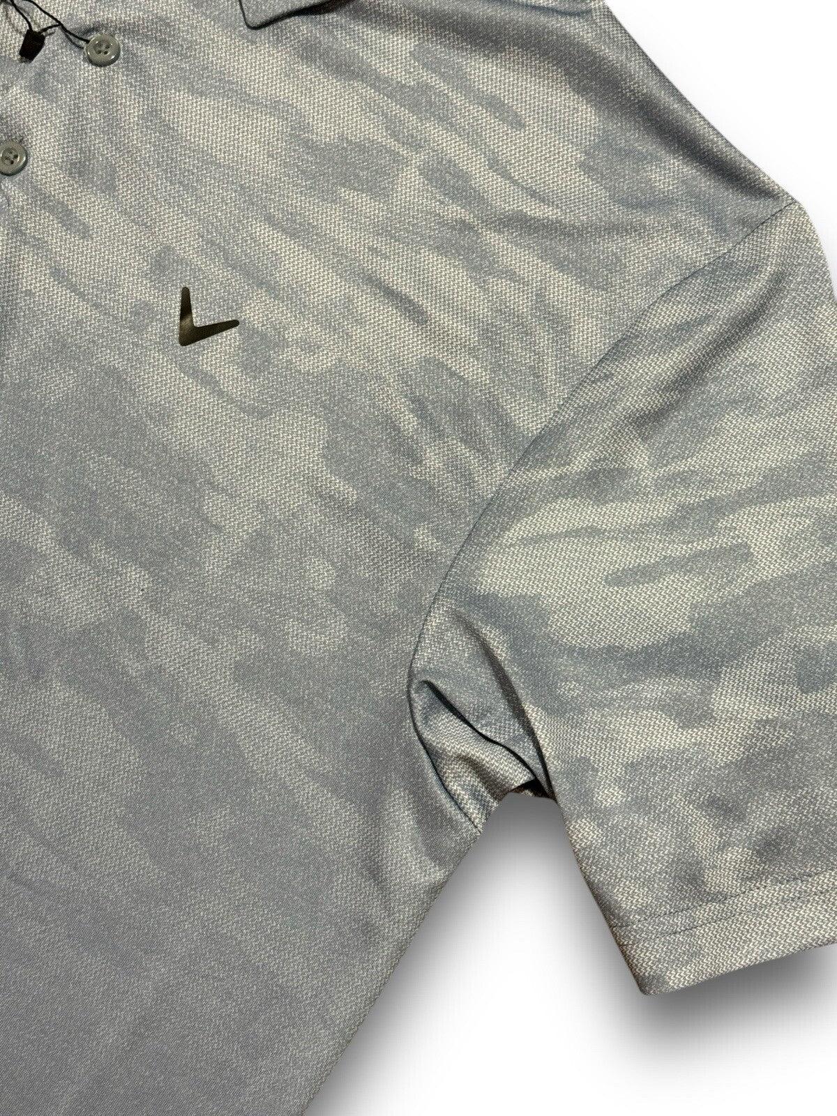 Callaway Mens Large Golf Henley Collar Polo Shirt Camo Blue Infinity Opti-Dri - Trendiez U ♥ 