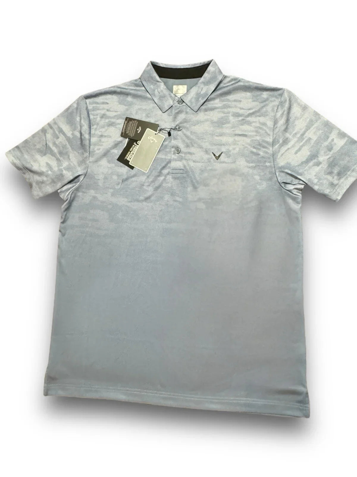 Callaway Mens Large Golf Henley Collar Polo Shirt Camo Blue Infinity Opti-Dri - Trendiez U ♥ 