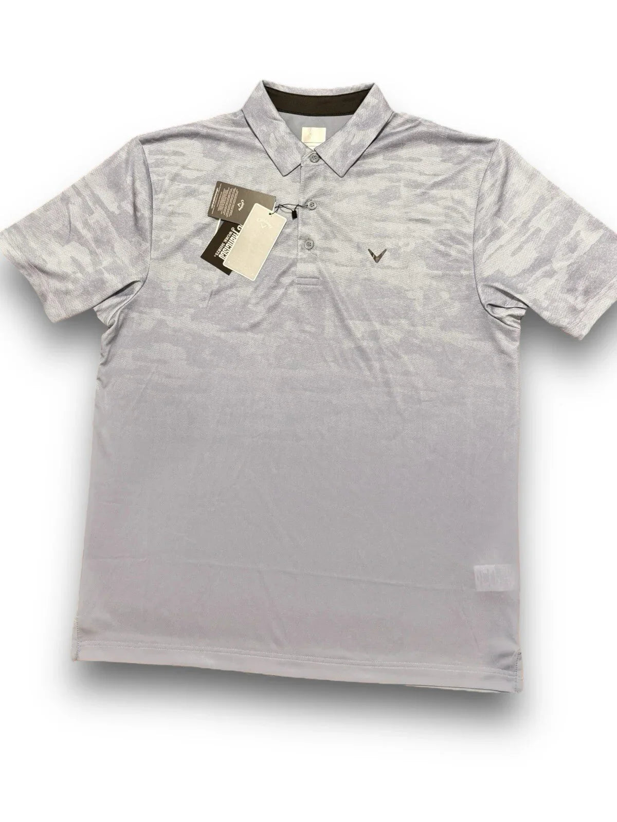 Callaway Mens Large Golf Henley Collar Polo Shirt Camo Blue Infinity Opti-Dri - Trendiez U ♥ 