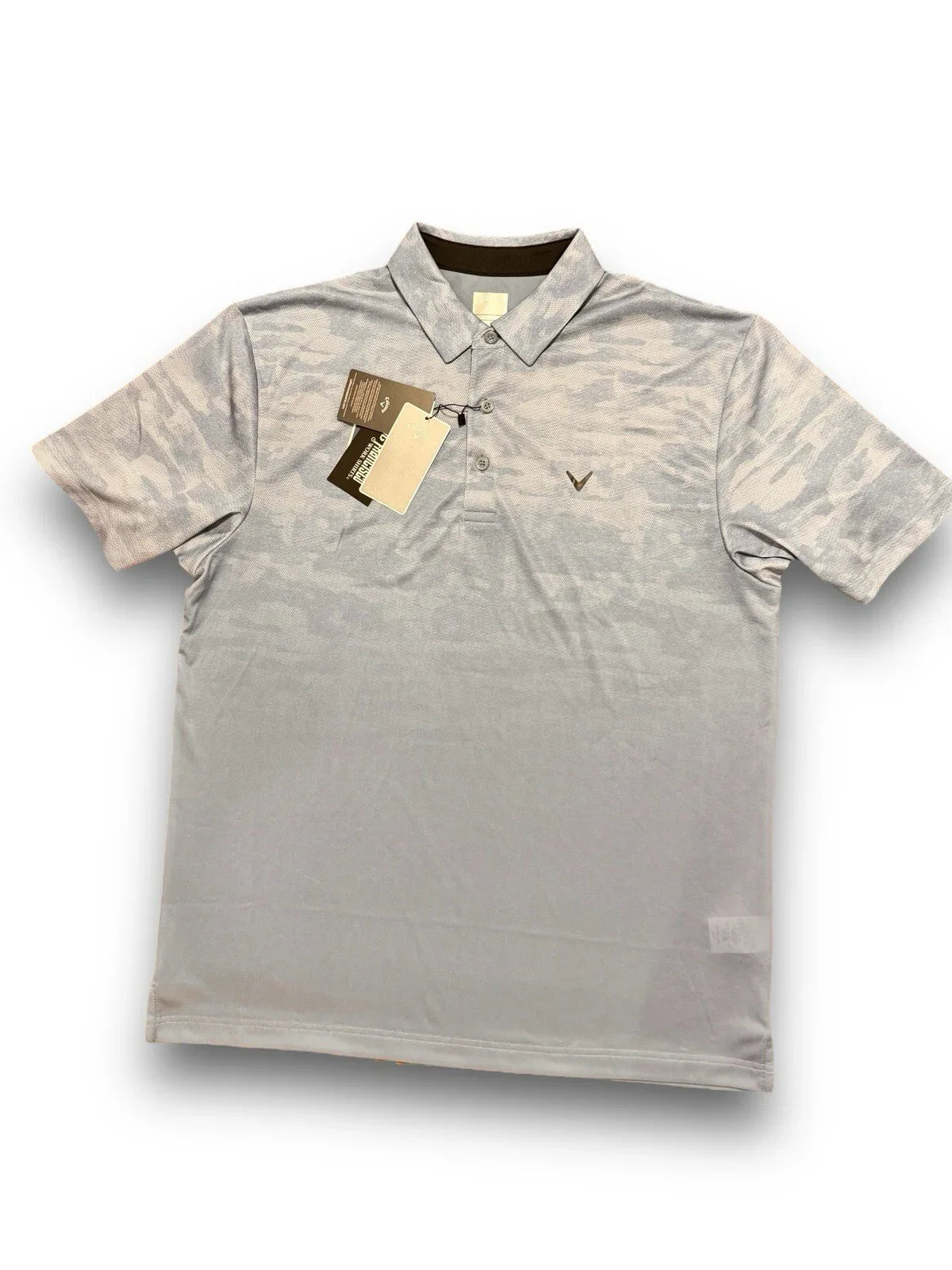 Callaway Mens Large Golf Henley Collar Polo Shirt Camo Blue Infinity Opti-Dri - Trendiez U ♥ 