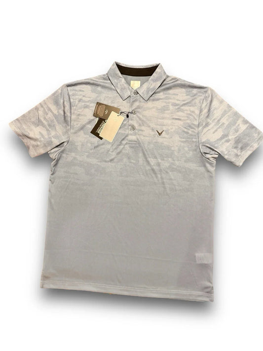 Callaway Mens Large Golf Henley Collar Polo Shirt Camo Blue Infinity Opti-Dri - Trendiez U ♥ 