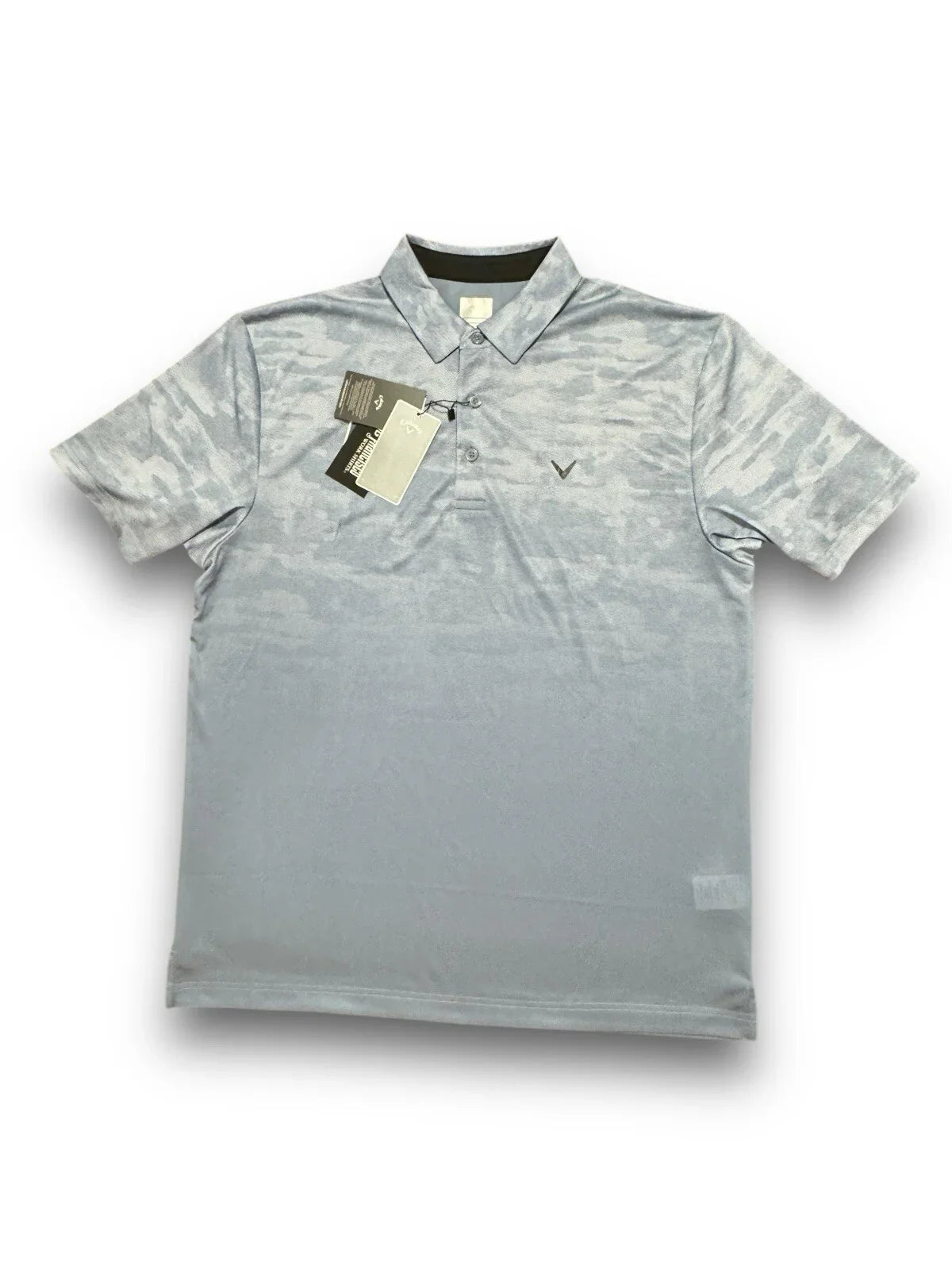 Callaway Mens Large Golf Henley Collar Polo Shirt Camo Blue Infinity Opti-Dri - Trendiez U ♥ 