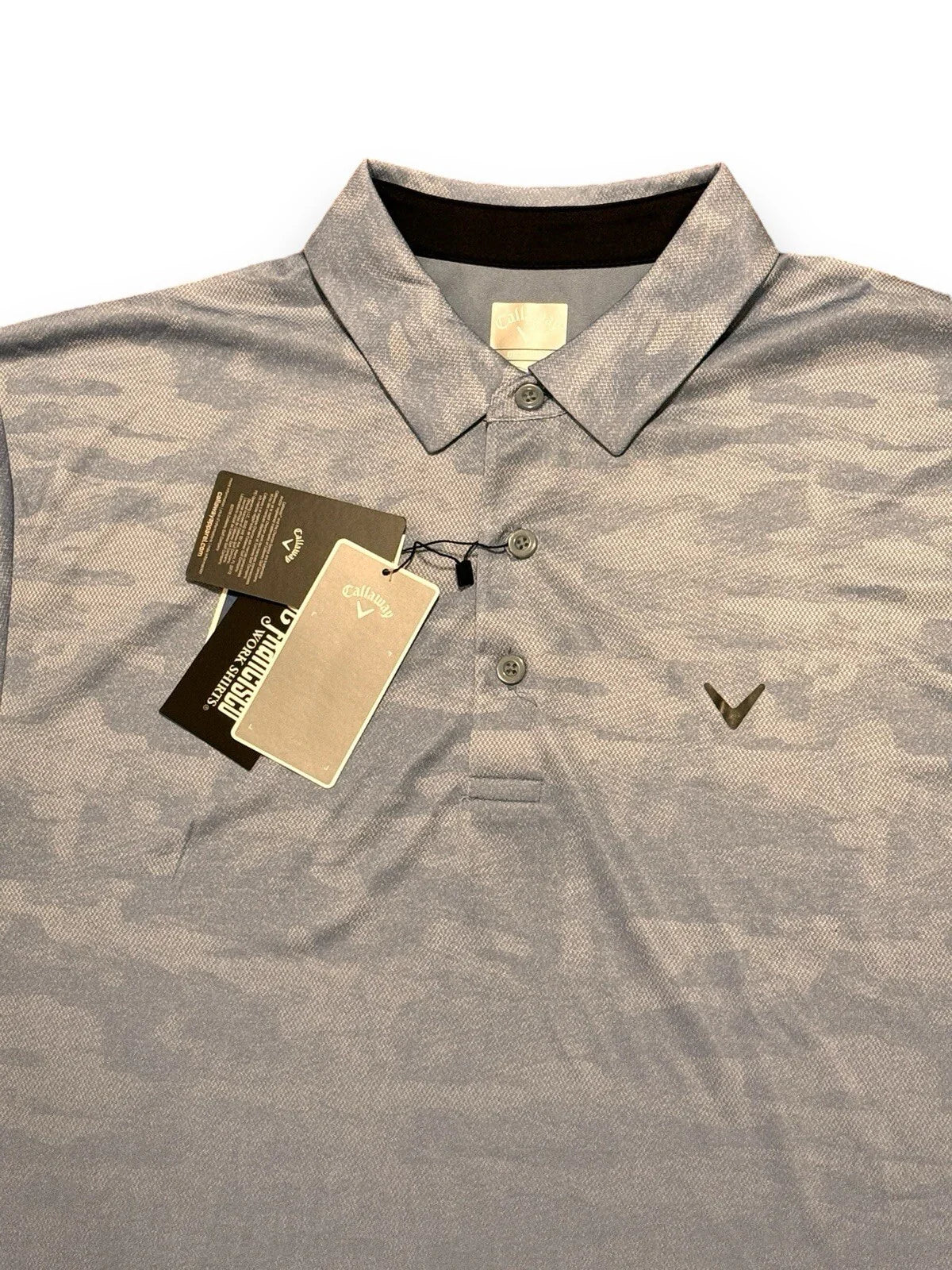 Callaway Mens Large Golf Henley Collar Polo Shirt Camo Blue Infinity Opti-Dri - Trendiez U ♥ 