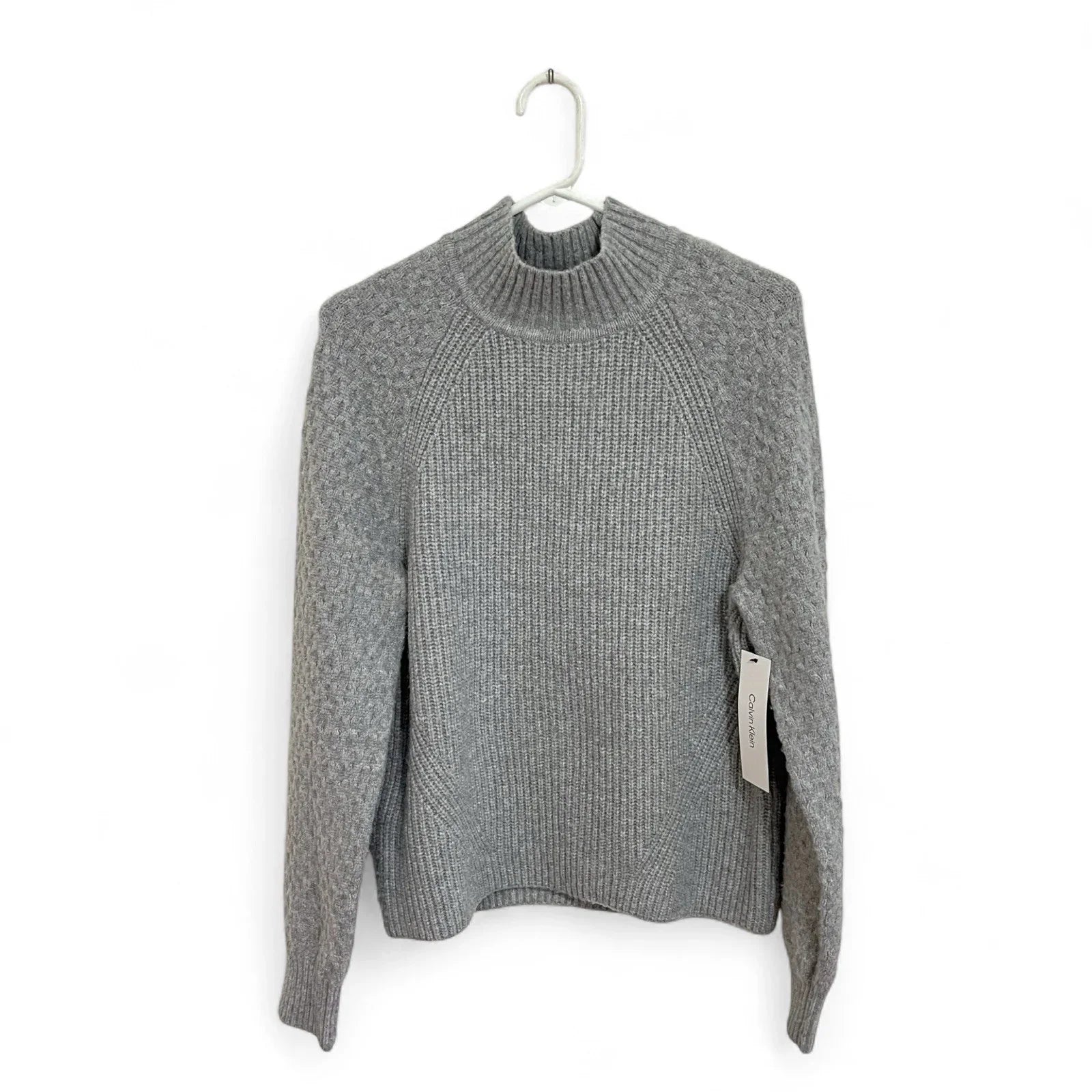 Calvin Klein Women’s Sweater Gray Turtleneck Size S Textured Warm Soft NEW - Trendiez U ♥ 