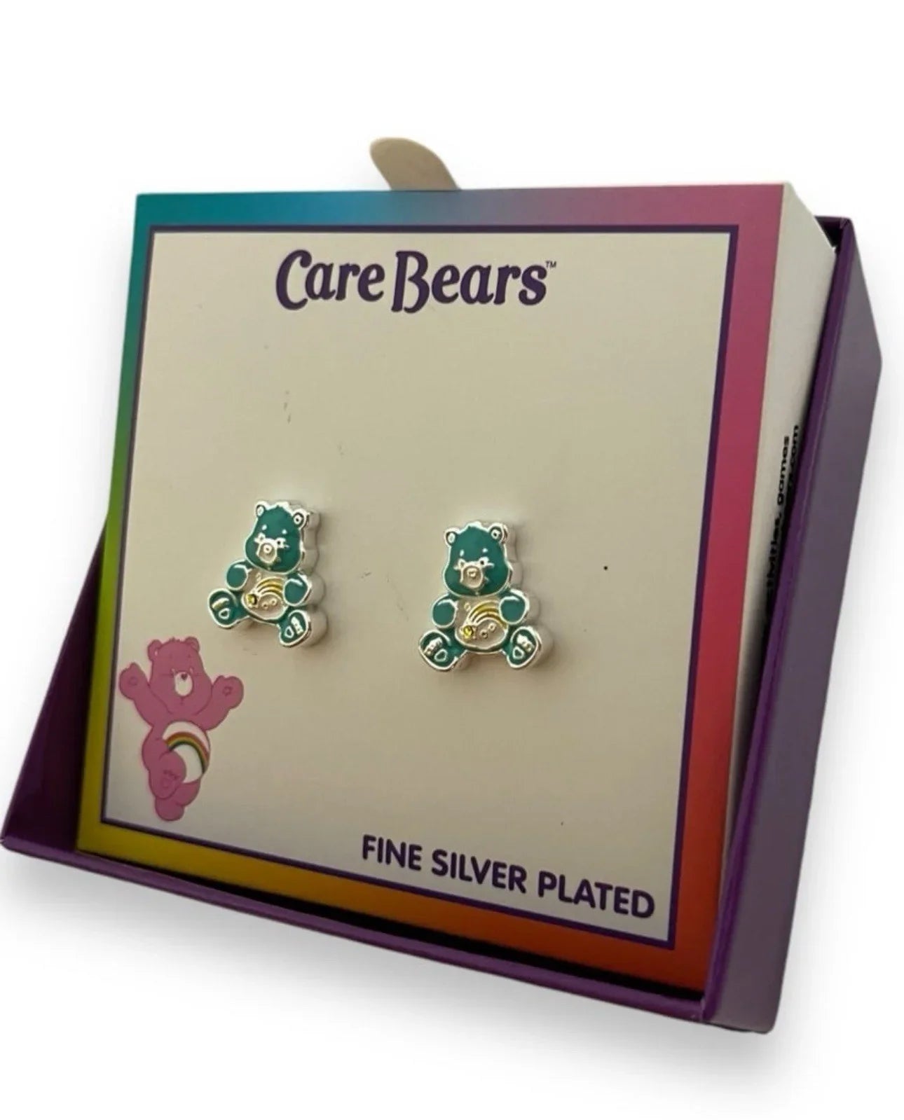 Care Bears Stud Earrings Fine Silver Plated Blue Cheer Bear New in Box - Trendiez U ♥ 