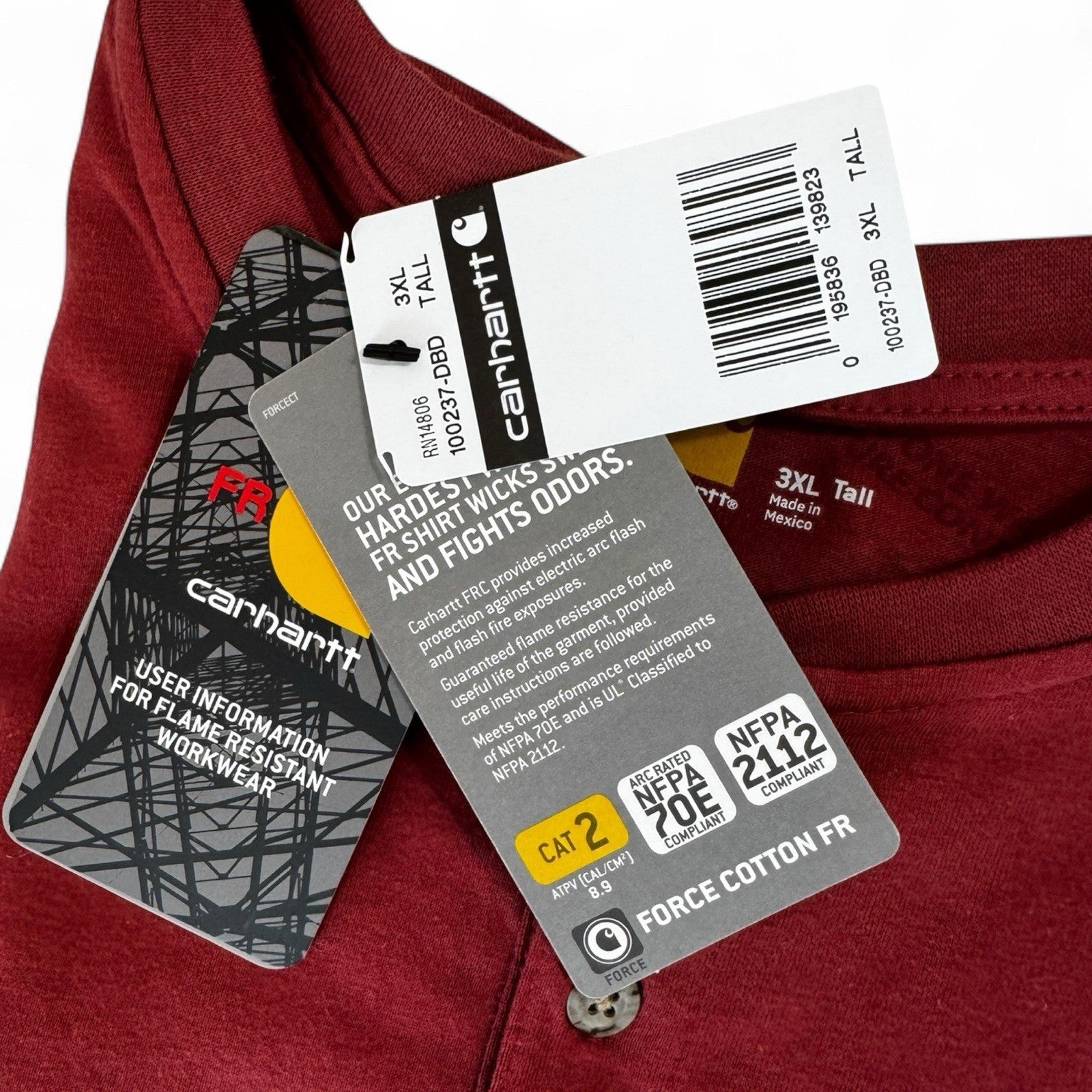 Carhartt Mens Big & Tall Flame-Resistant Force® Graphic T-Shirt Long Sleeve 3XL - Trendiez U ♥ 
