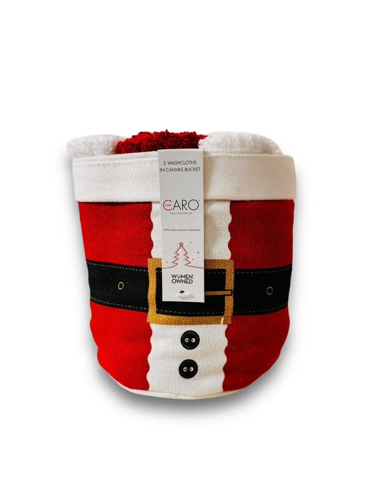 Caro Bathroom Christmas Santa Pants Washcloths Set Of 5 Red & White Canvas Bag - Trendiez U ♥ 