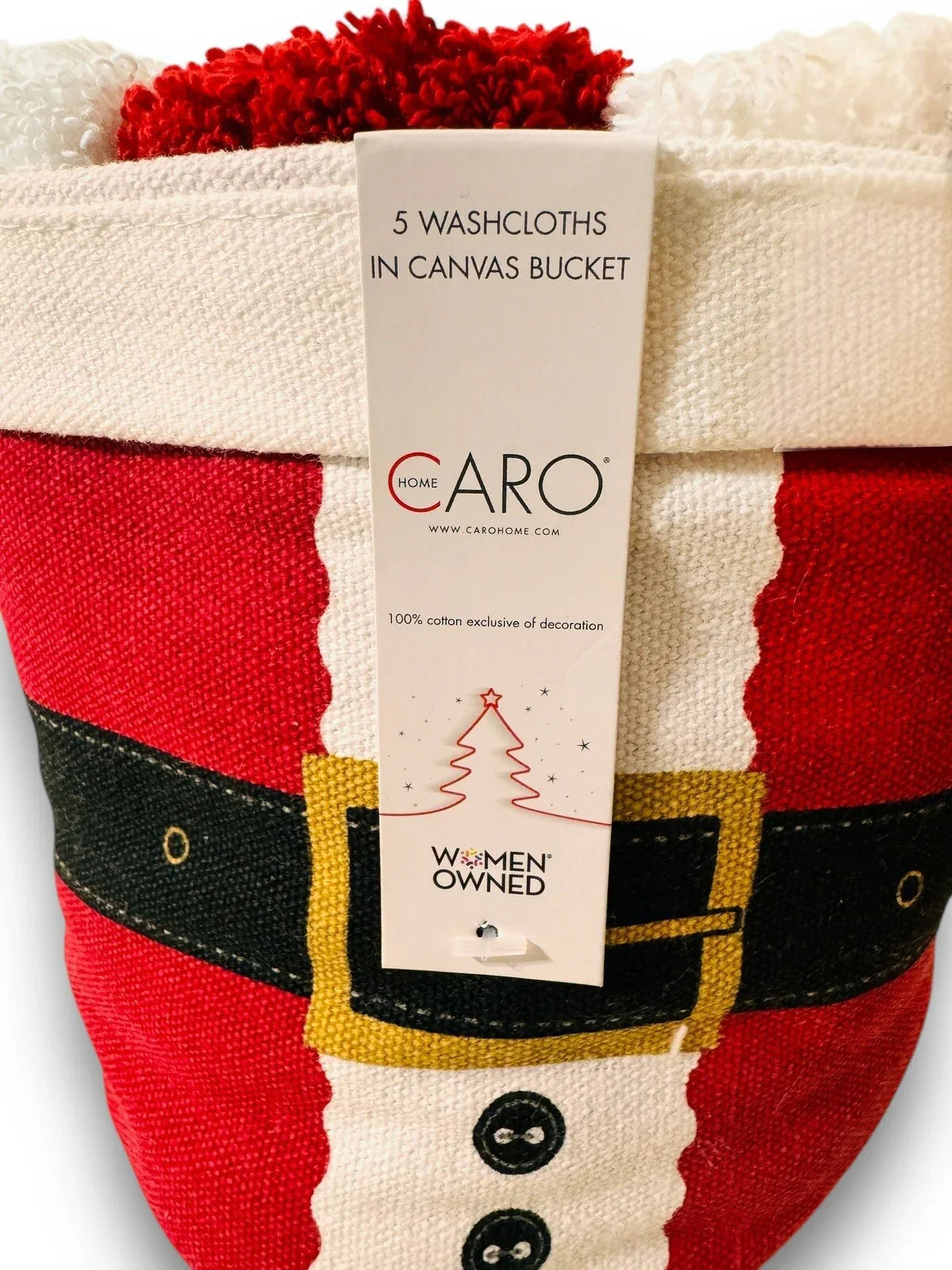 Caro Bathroom Christmas Santa Pants Washcloths Set Of 5 Red & White Canvas Bag - Trendiez U ♥ 
