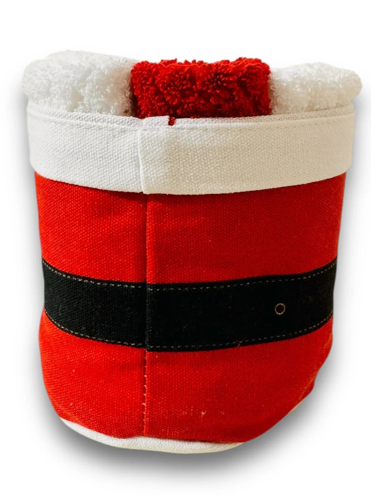 Caro Bathroom Christmas Santa Pants Washcloths Set Of 5 Red & White Canvas Bag - Trendiez U ♥ 