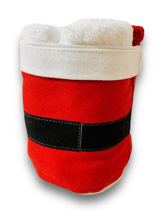 Caro Bathroom Christmas Santa Pants Washcloths Set Of 5 Red & White Canvas Bag - Trendiez U ♥ 