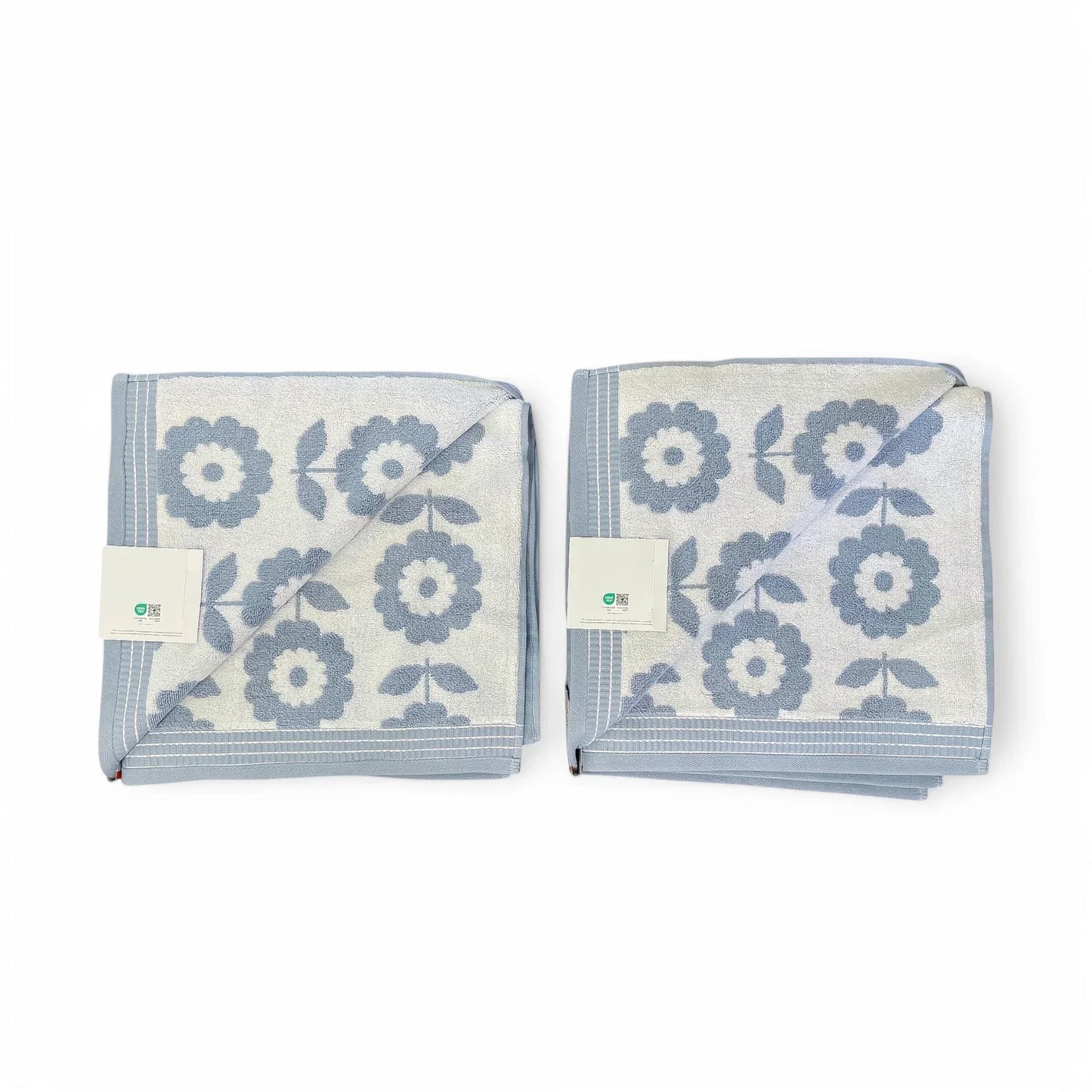 Caro Home 6pc Floral Bath Towel Set 100% Cotton Velour Soft & Absorbent Blue - Trendiez U ♥ 