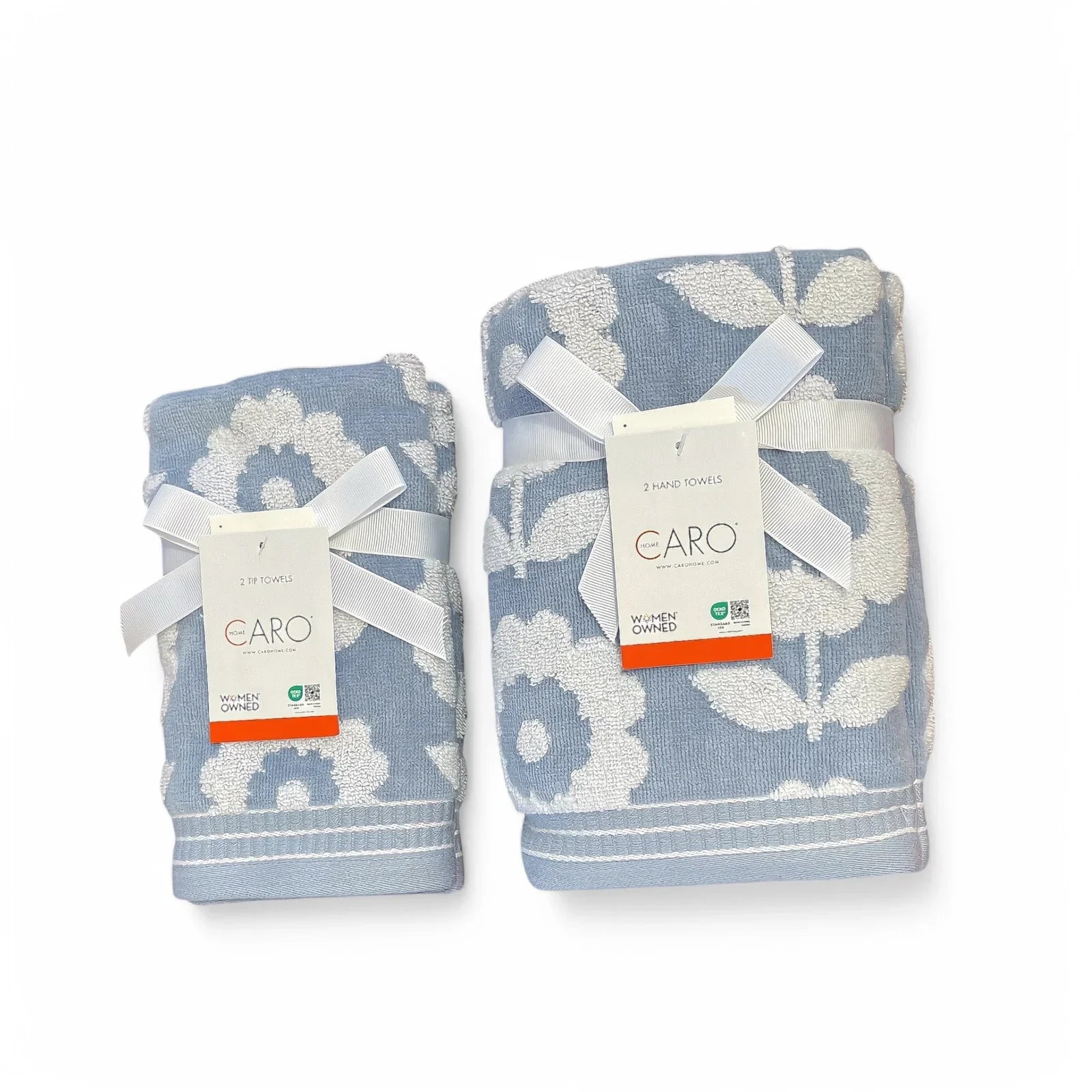 Caro Home 6pc Floral Bath Towel Set 100% Cotton Velour Soft & Absorbent Blue - Trendiez U ♥ 